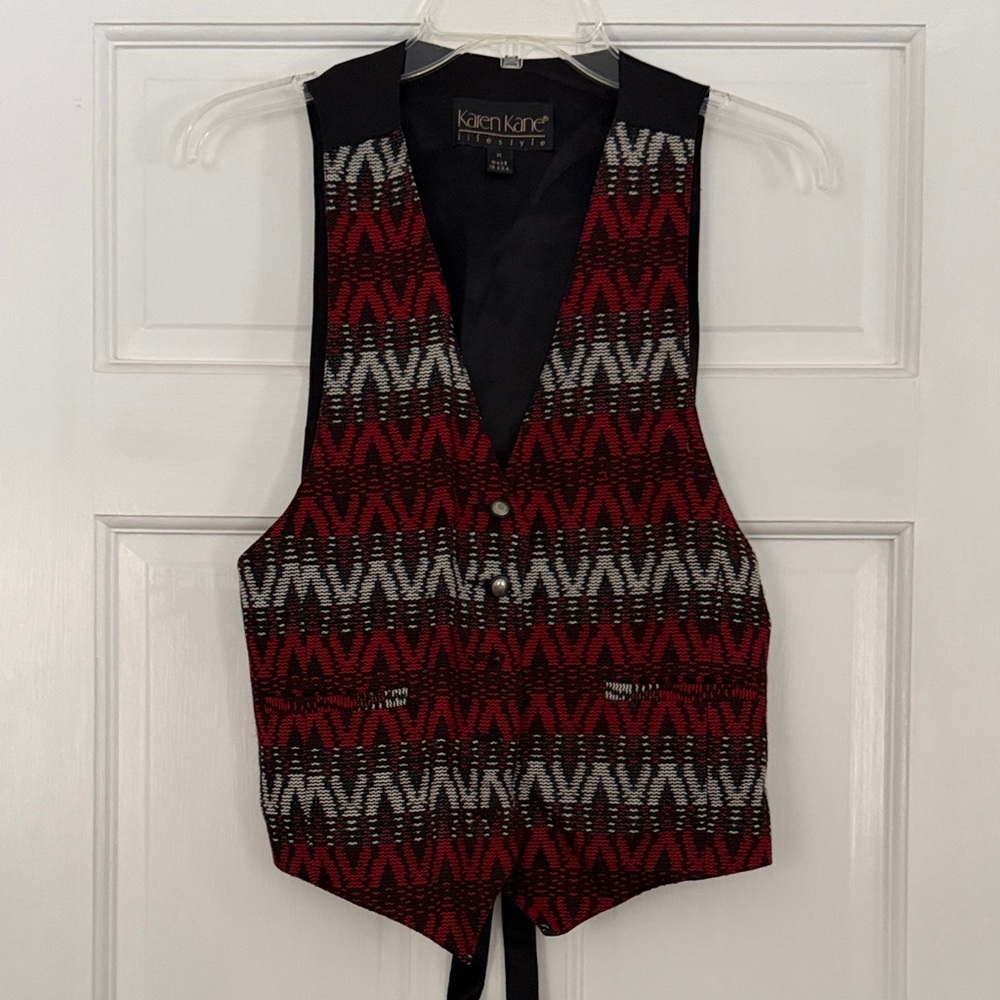 Karen Kane Black, Red , White vest medium